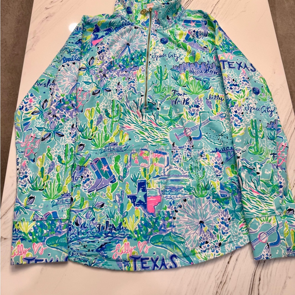 Lilly Pulitzer Vibrant Blue and Green Zip Pullover